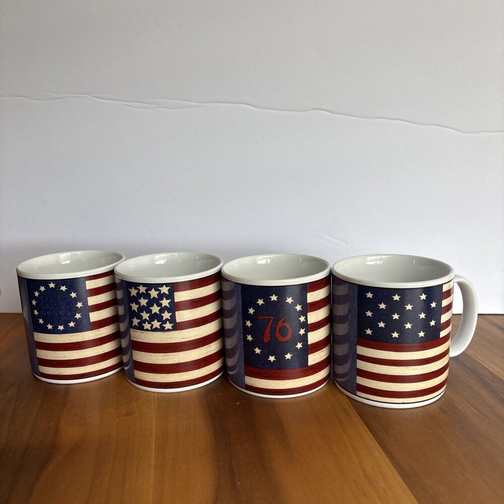 brandon house by warren kimble set of 4 spirit of the flag mugs 1998 Indonesia